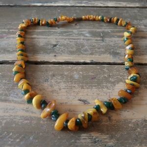 Vintage Amber Polished Emerald Necklace